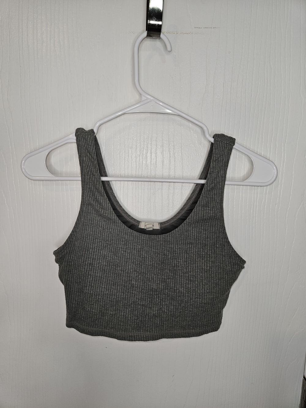 Maurices Ribbed Scoop Crop Tank - Charcoal